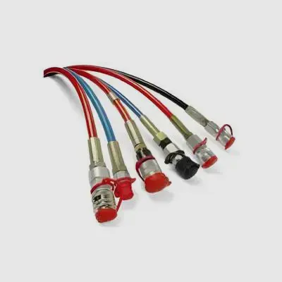5 A group of five different colored wires on top of each other.